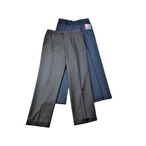 Kirkland Signature Men's Wool Pleated Dress Slacks Size 34 X 32 Lot of 2 Cuffed